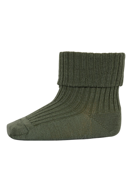 Wool rib baby sokkar - Olivine