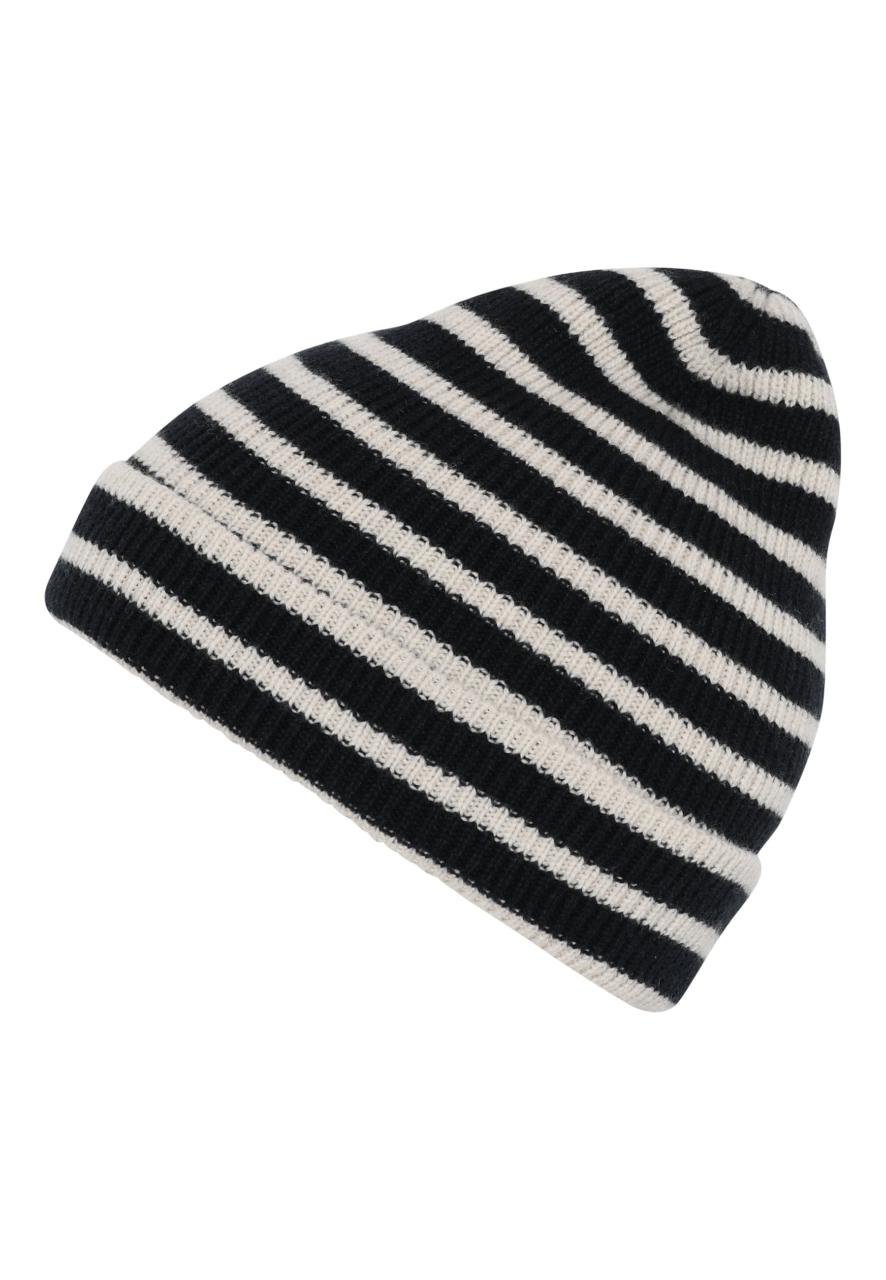 Húfa, Striped beanie - Dark Denim Melange