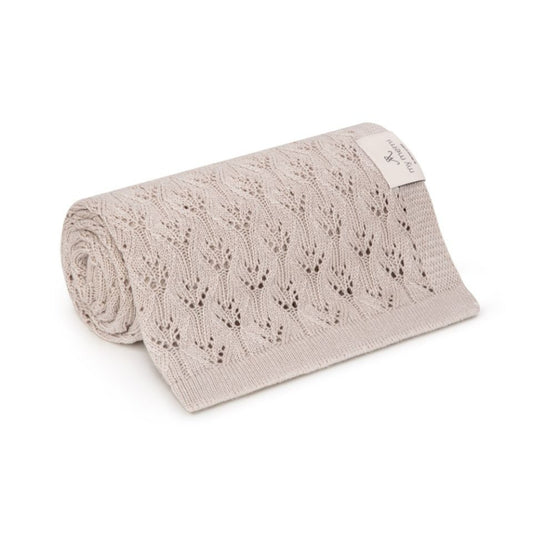 Openwork Bamboo teppi - Light Beige