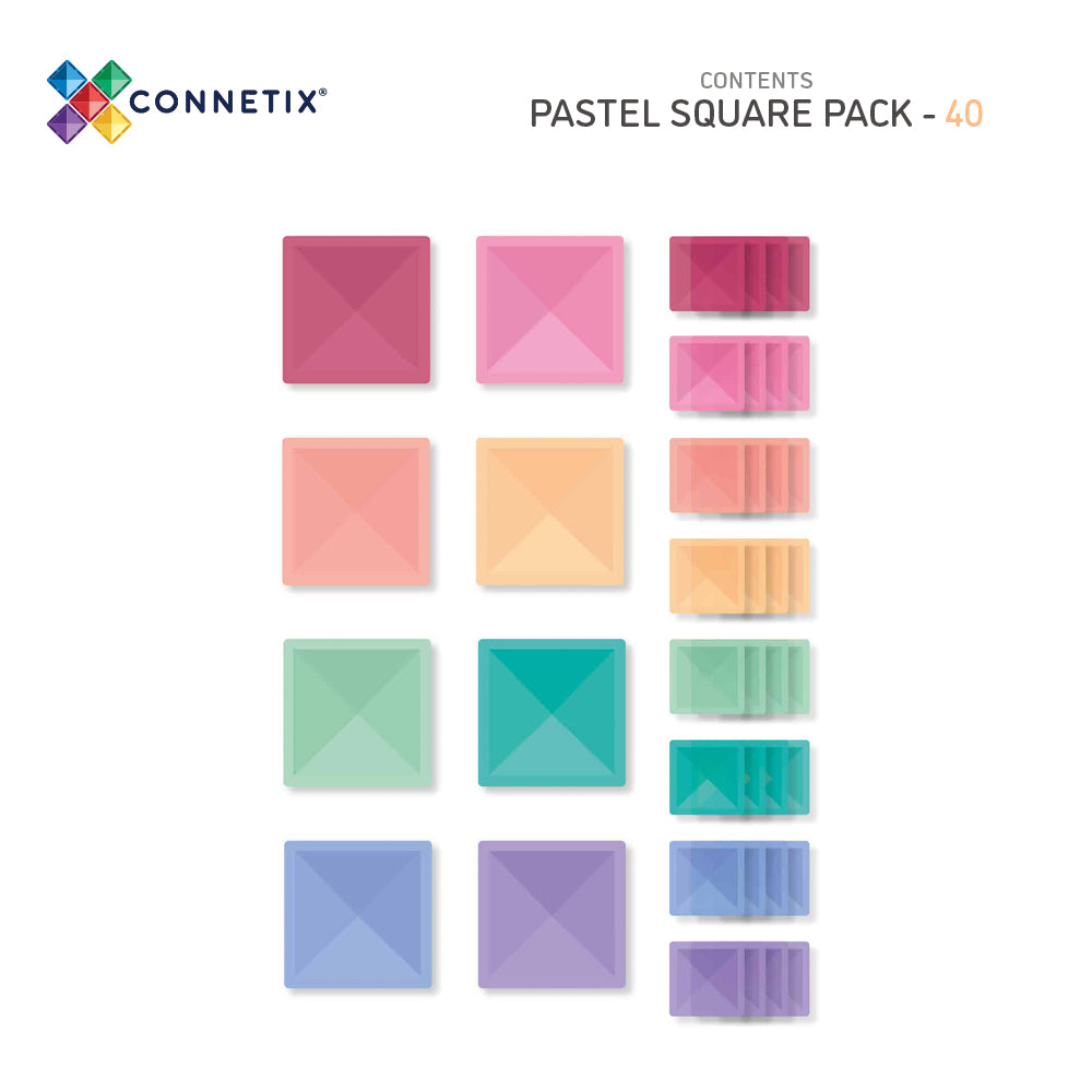 Pastel segulkubbar, Square Pack - 40pc