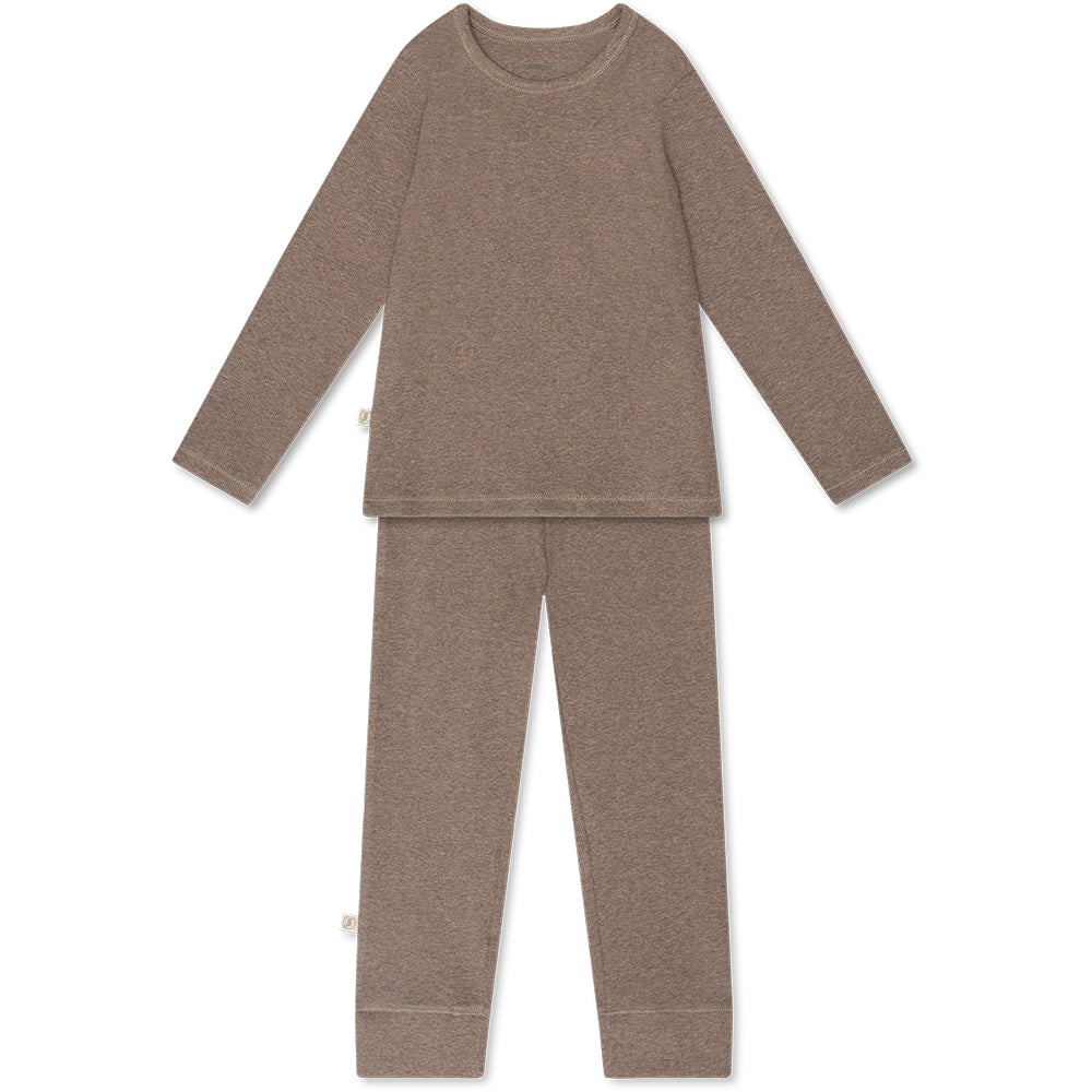 Náttföt, homewear set - Brown melange