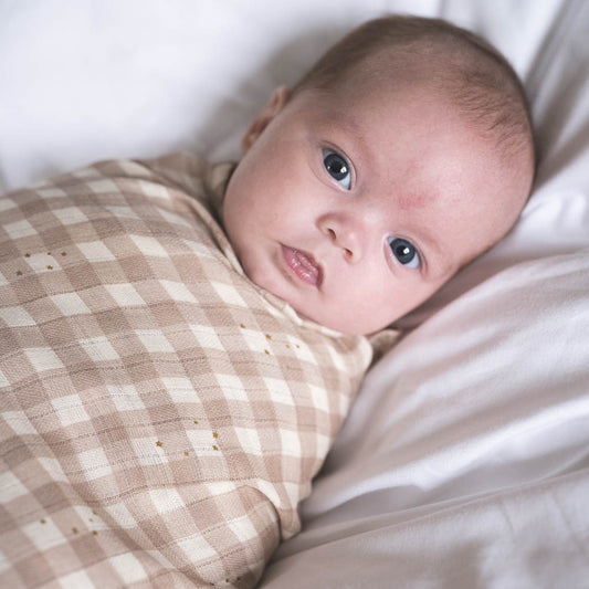 Swaddle / stór taubleyja - Stardust check beige