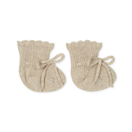 Ullarsokkar, Pomia Baby Booties - Brown Melangeö