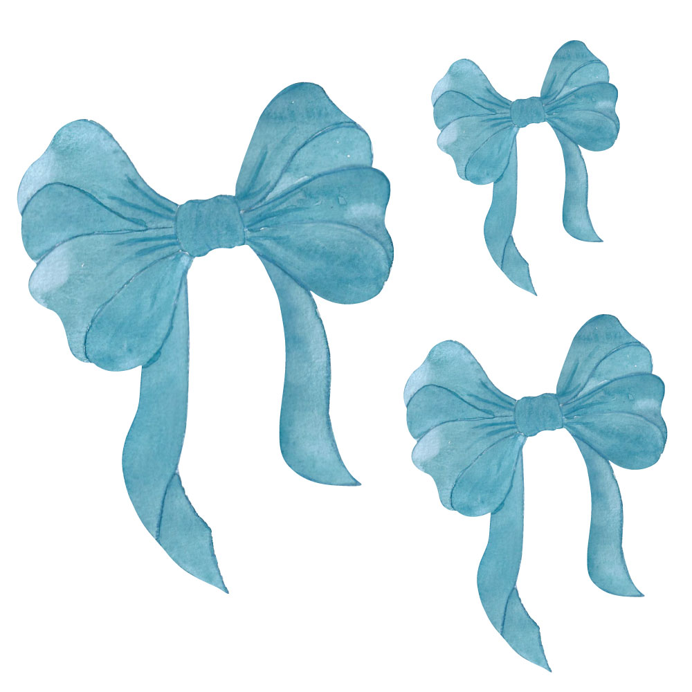 Vegglímmiðar - Blue bows 3-pack