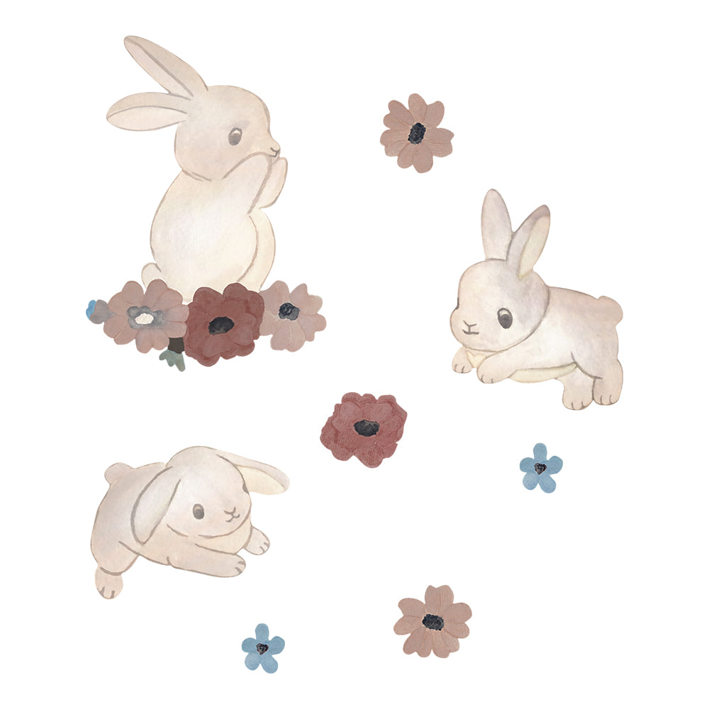 Vegglímmiðar - Bunnies and Flowers