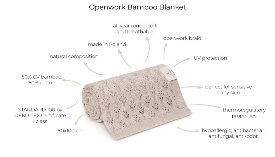 Openwork Bamboo teppi - Light Beige